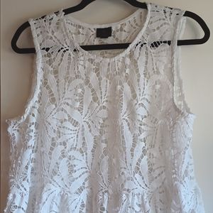 Worthington white crochet lace peplum top